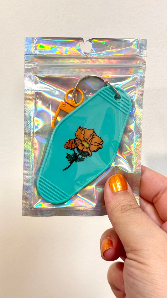 Orange Poppy Motel Keychain