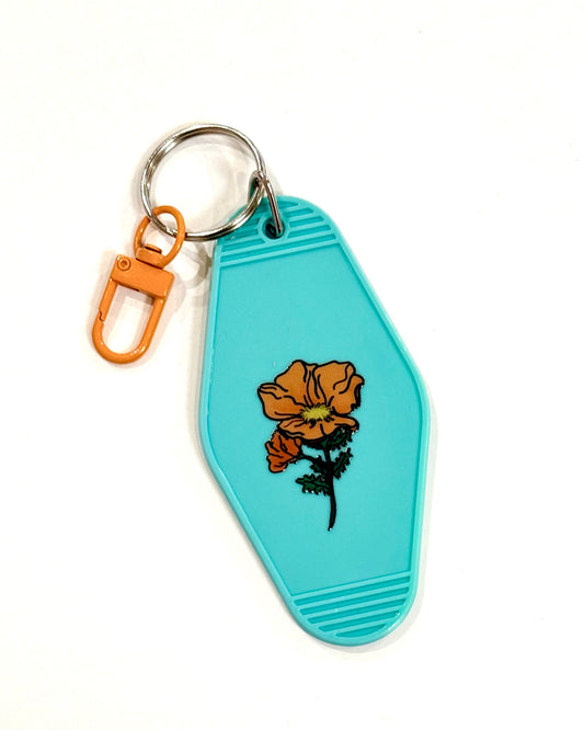 Orange Poppy Motel Keychain