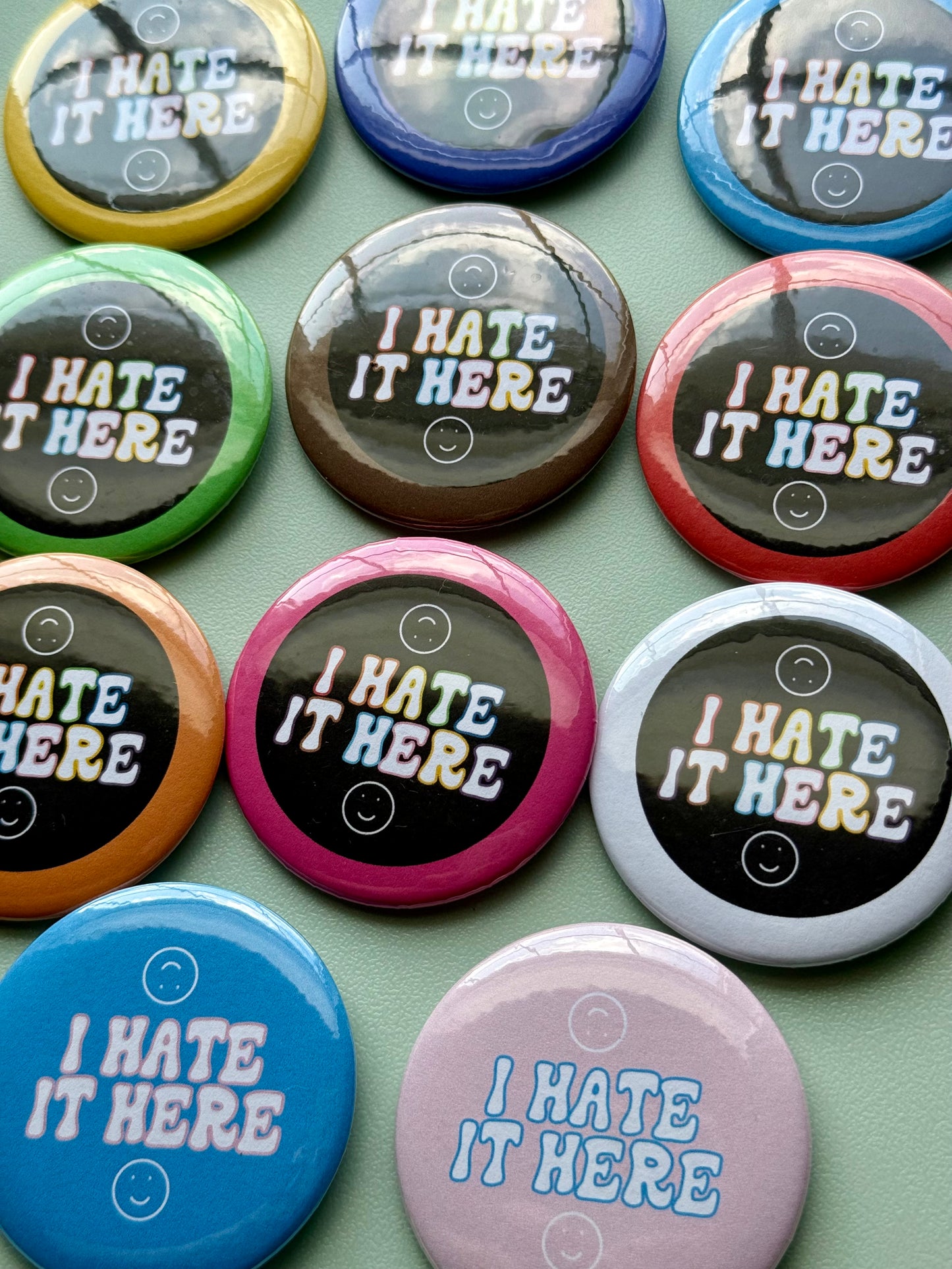 I Hate It Here LGBTQIA+ Pride Flag Colors 2.25" Button