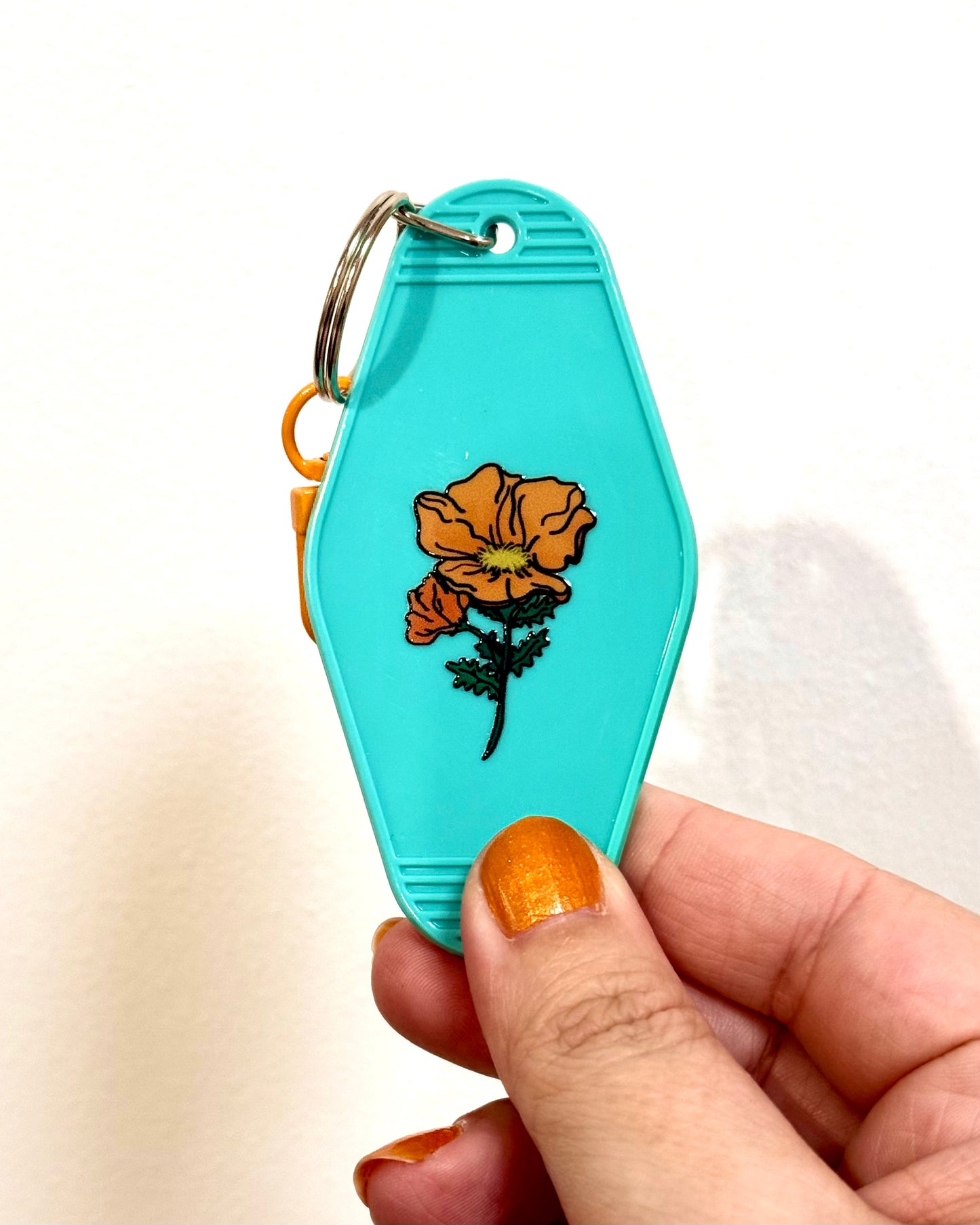 Orange Poppy Motel Keychain