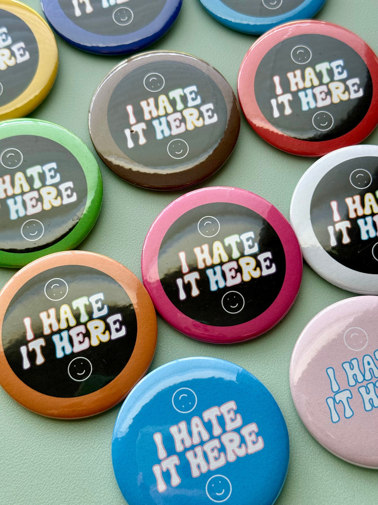 I Hate It Here LGBTQIA+ Pride Flag Colors 2.25" Button