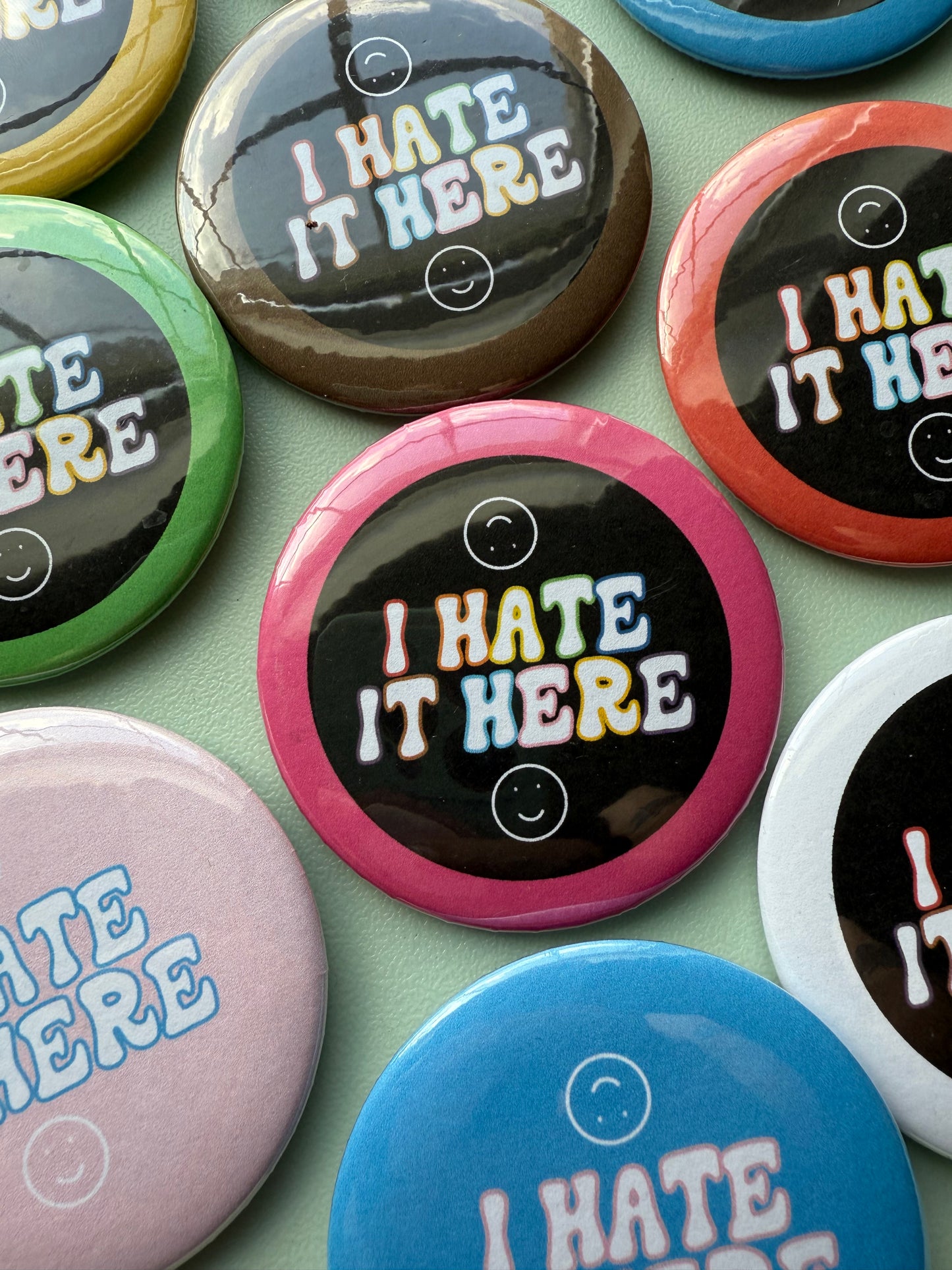I Hate It Here LGBTQIA+ Pride Flag Colors 2.25" Button