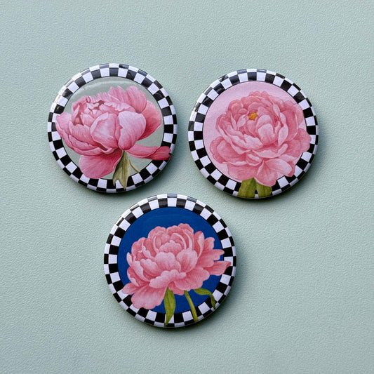 This Is May Racing Peony - 2.25" Button