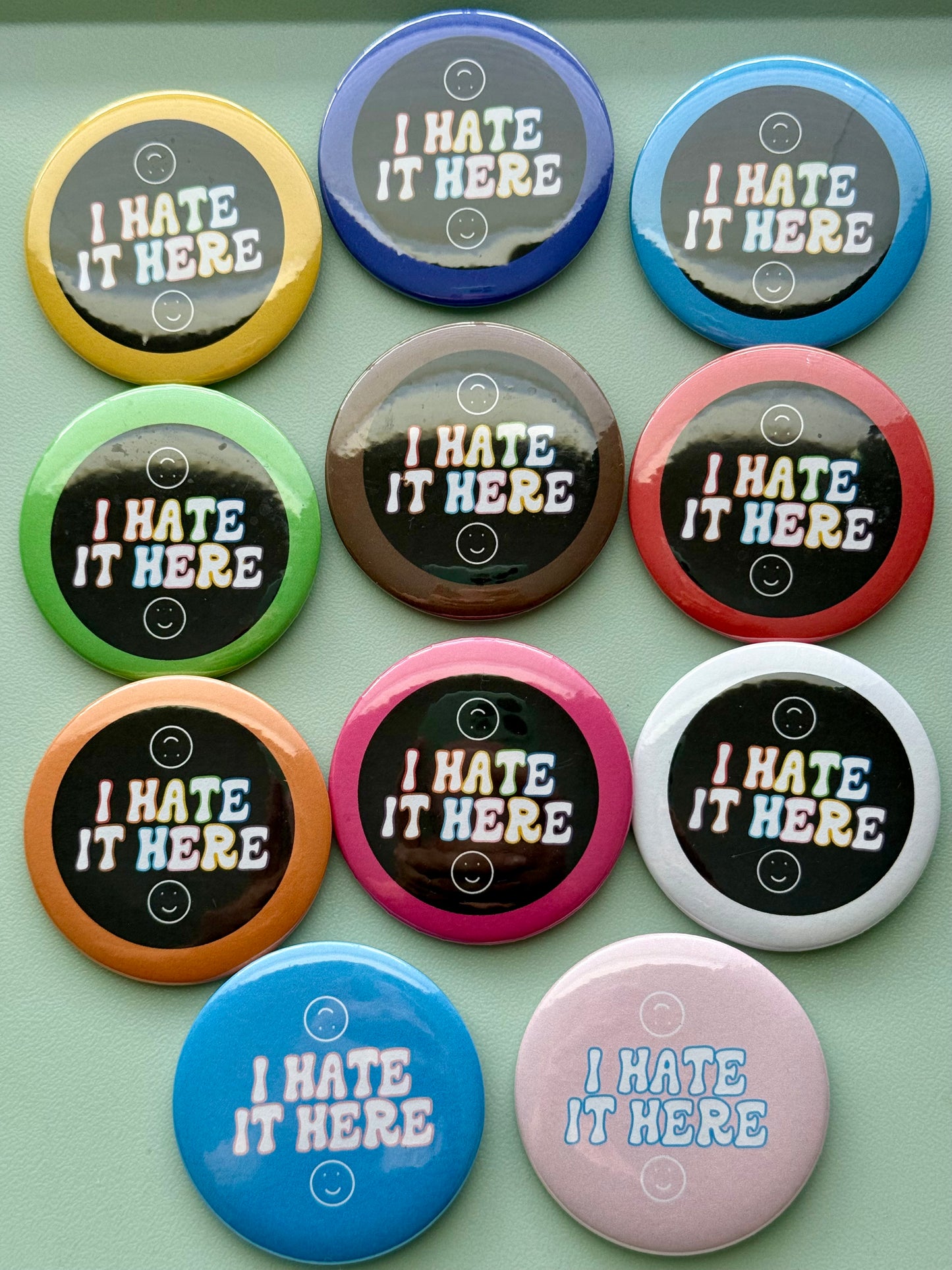 I Hate It Here LGBTQIA+ Pride Flag Colors 2.25" Button