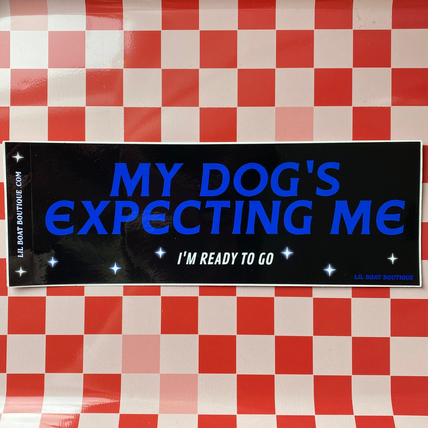 My Dog's Expecting Me (glossy) - Bumper Sticker - Djo Gloom