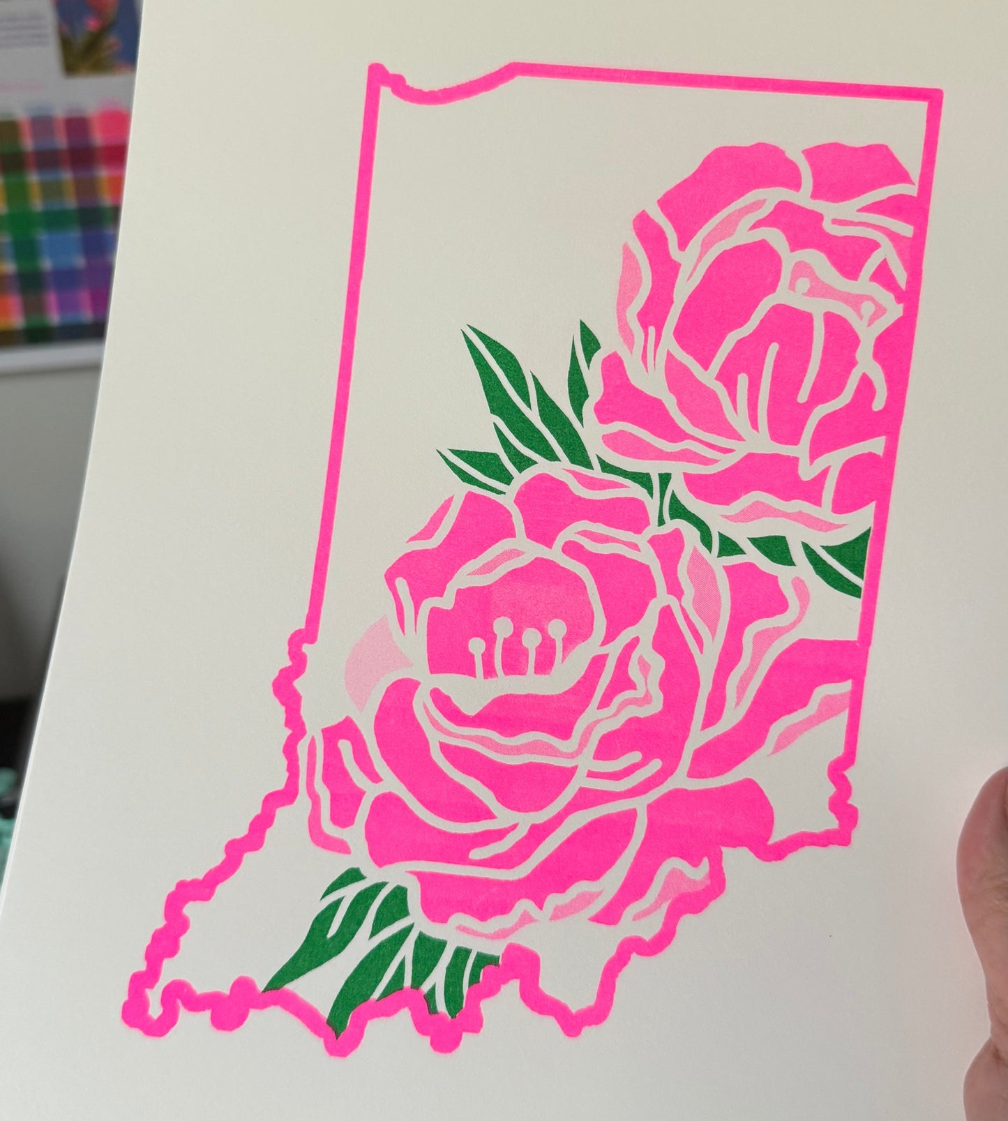 Indiana Peony Risograph 8x10" Print