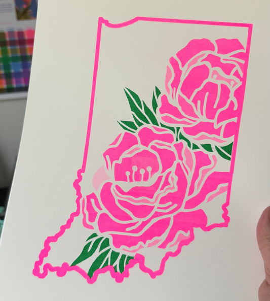 Indiana Peony Risograph 8x10" Print