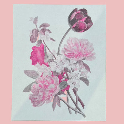 Vintage Bouquet Two-Color Risograph 8x10" Print