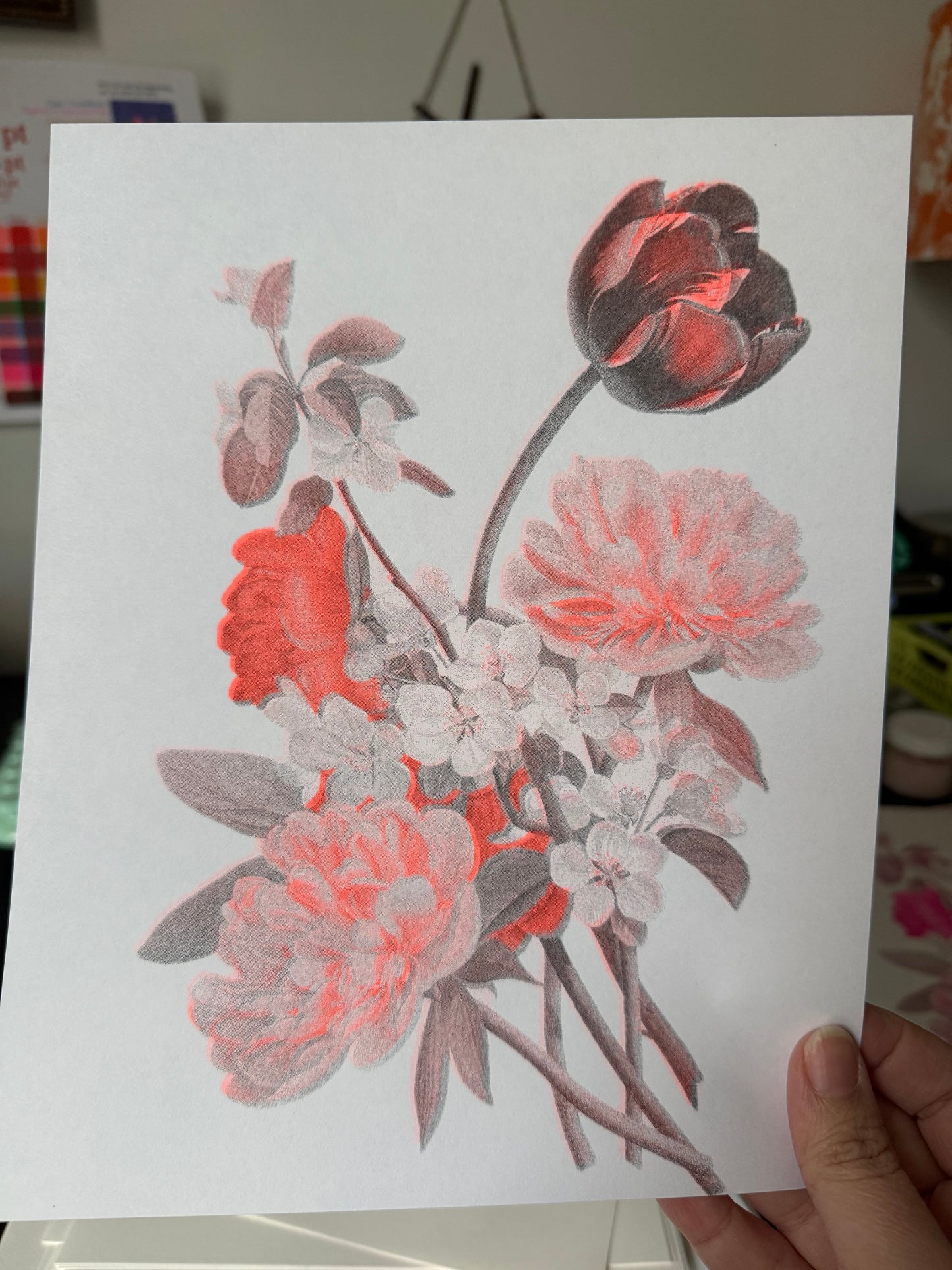 Vintage Bouquet Two-Color Risograph 8x10" Print