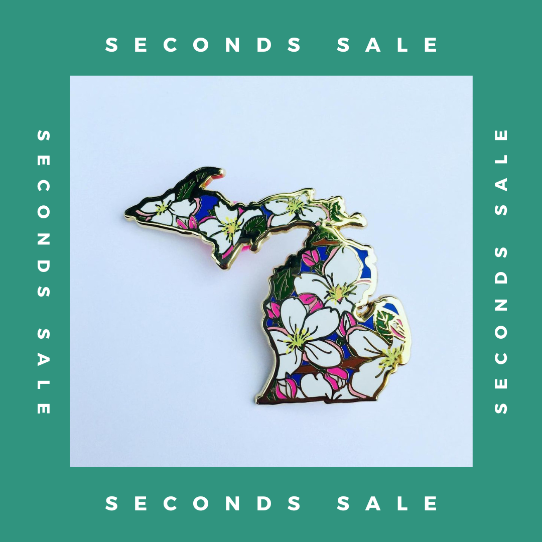 SECONDS SALE PIN - Michigan Apple Blossom - State Flower Series - Hard Enamel Pin