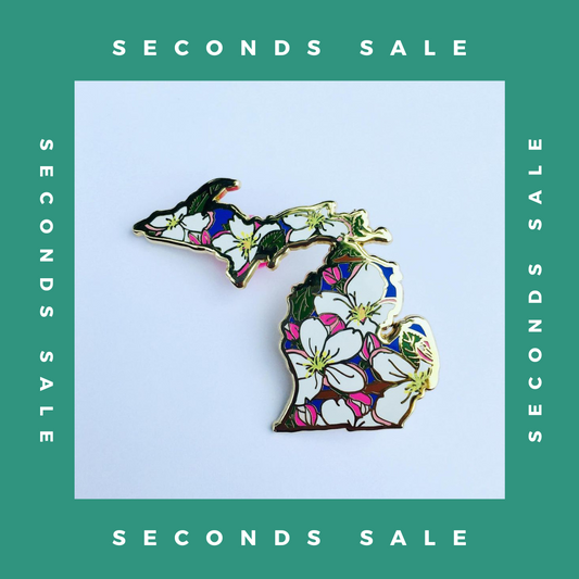 SECONDS SALE PIN - Michigan Apple Blossom - State Flower Series - Hard Enamel Pin