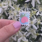Peach 69c Postage Stamp Enamel Pin - Save the USPS