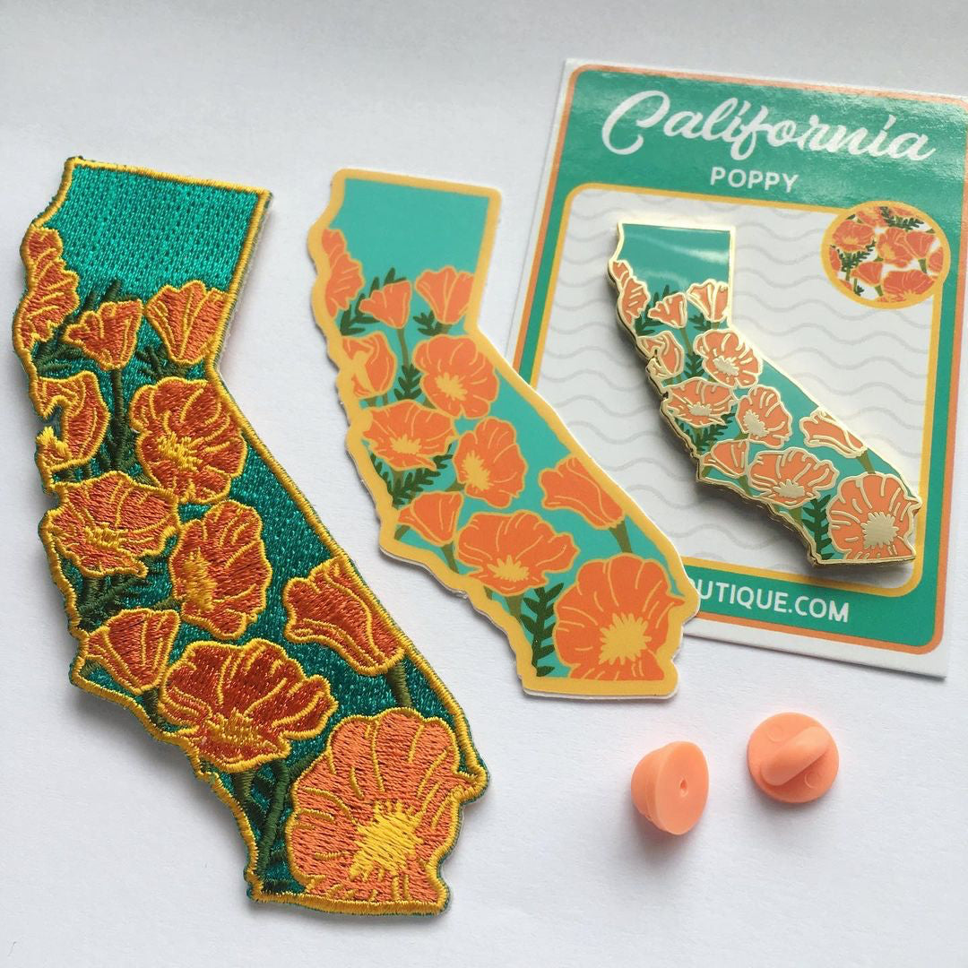 California Poppy Patch - State Flower Embroidered Patch
