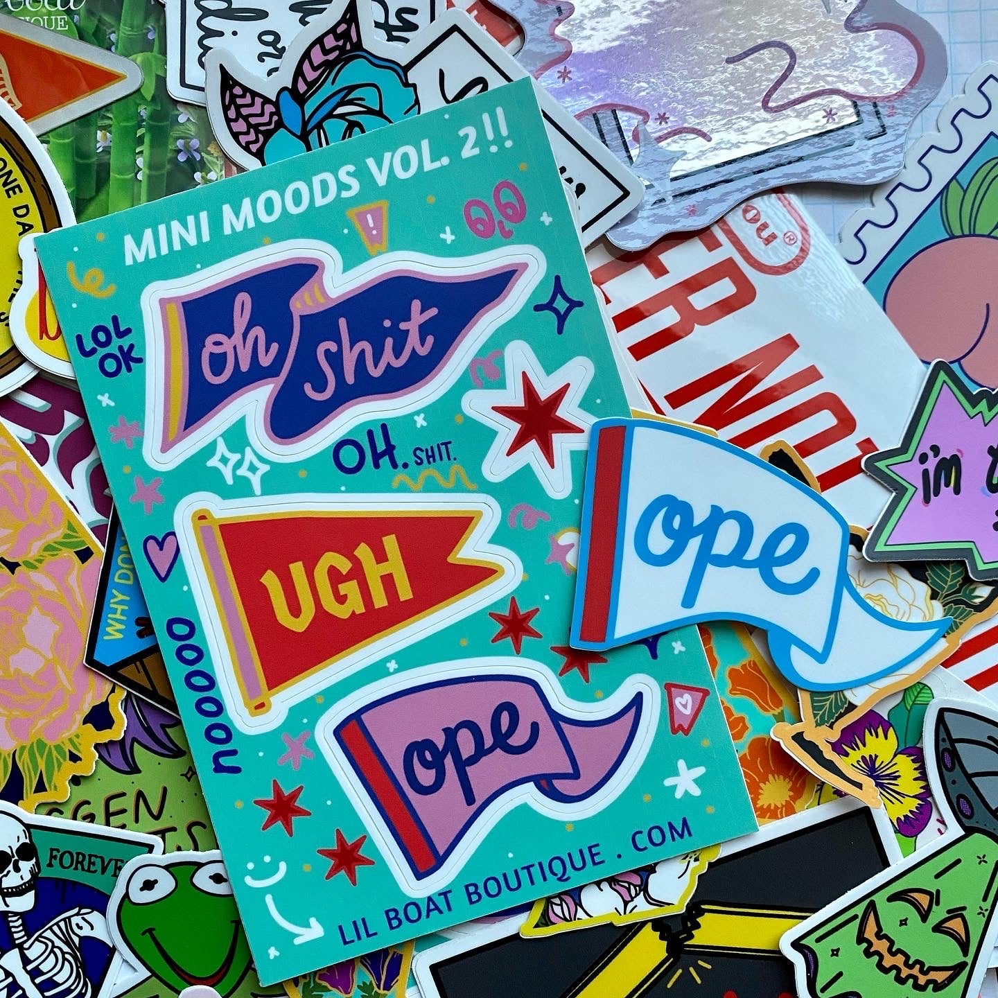Mini Moods Vinyl Sticker Sheet 4x6" - Oh Shit, Ugh, Ope