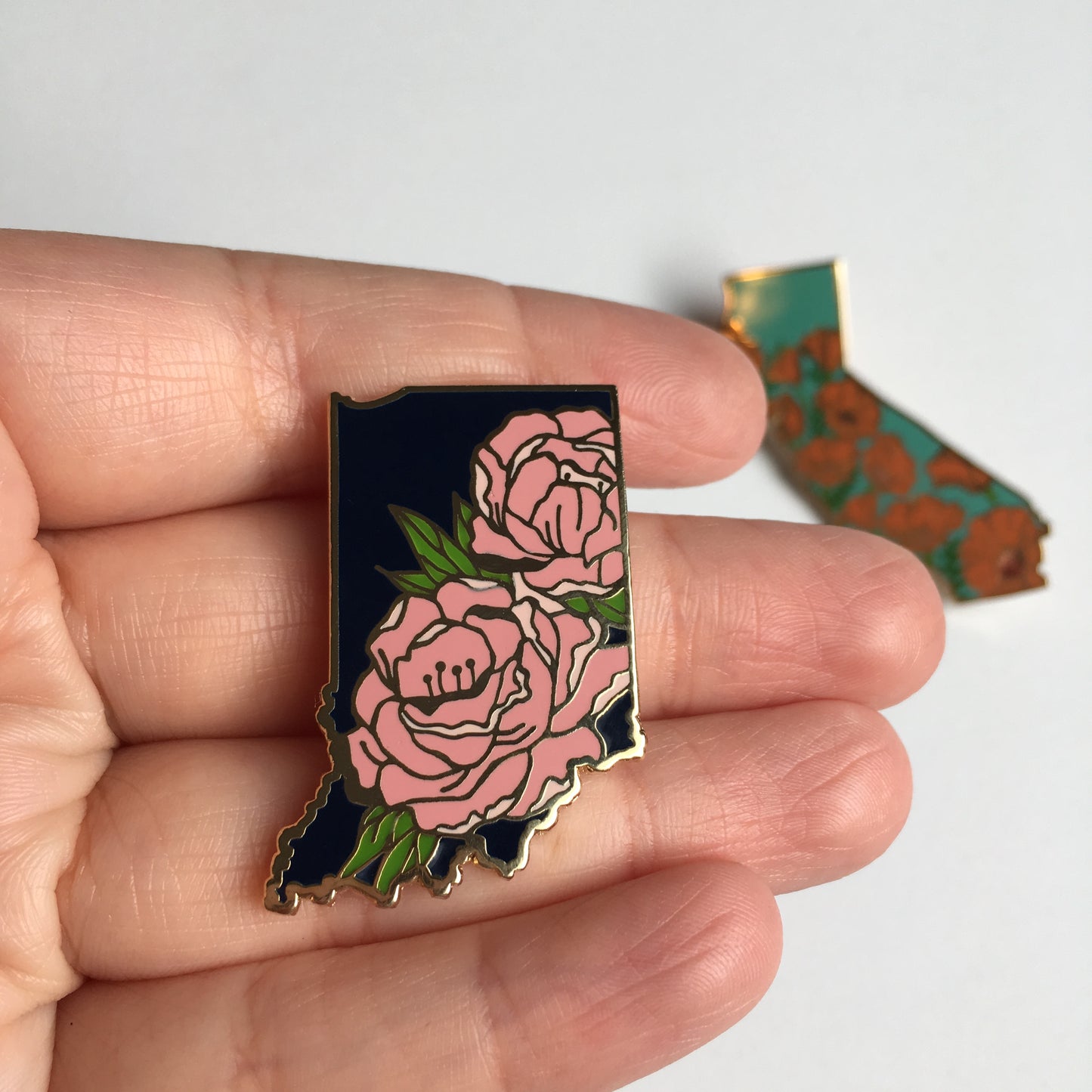 Indiana Peony - State Flower - Hard Enamel Pin