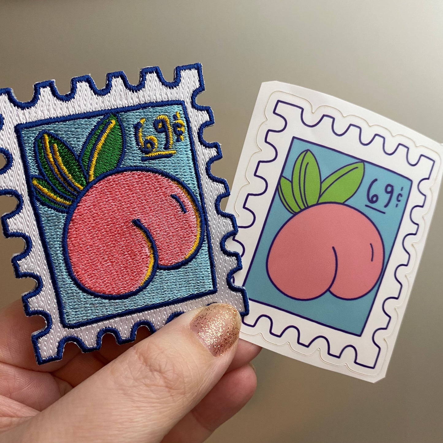 Peach 69c Stamp Vinyl Sticker