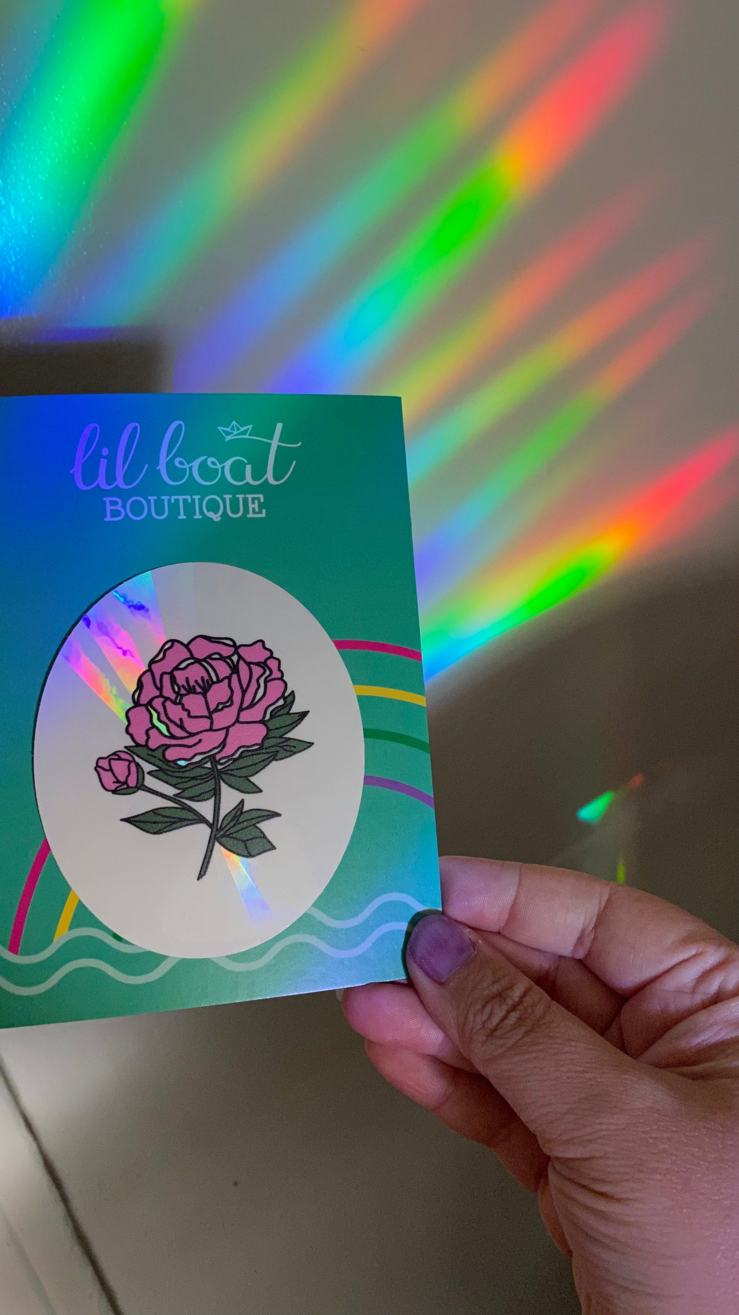 Pink Peony Rainbow Maker - Window Decal Sun Catcher