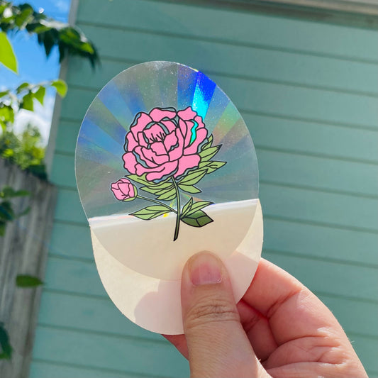 Pink Peony Rainbow Maker - Window Decal Sun Catcher