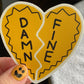 Damn Fine - Vinyl Sticker - Gold Heart Twin Peaks Laura Palmer Necklace