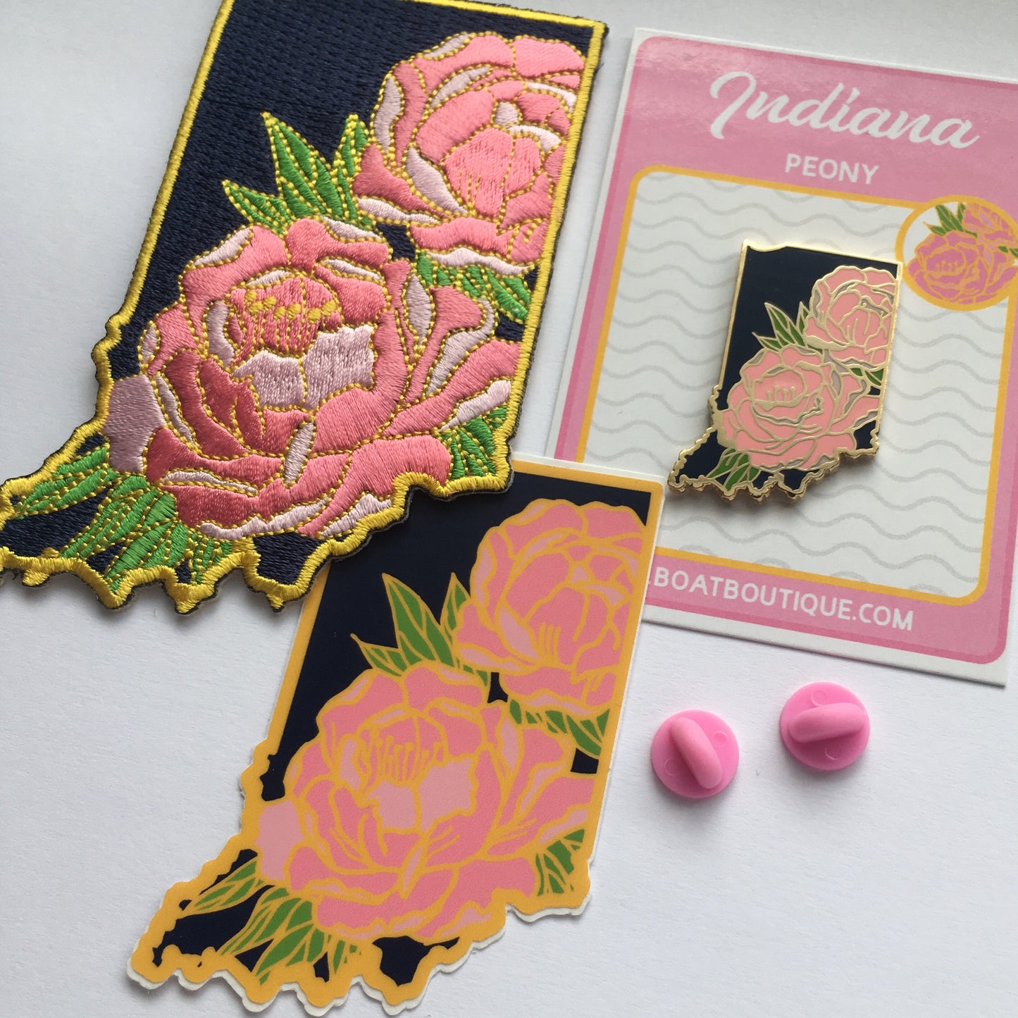 Indiana Peony - State Flower Embroidered Patch