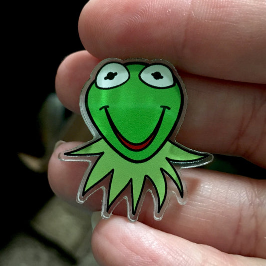 Kermit head - Acrylic Pin - from "We'll Find It" design- PATREON REWARD EXTRA